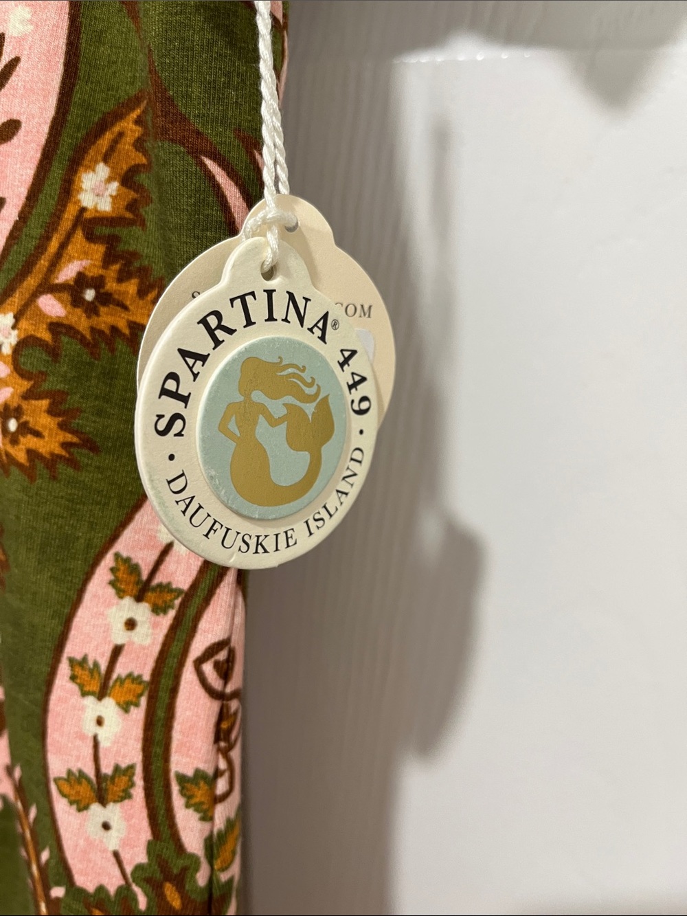 Spartina 449 Olive Green and Pink Short-Sleeve Shirt Dress - Picture 2 of 4
